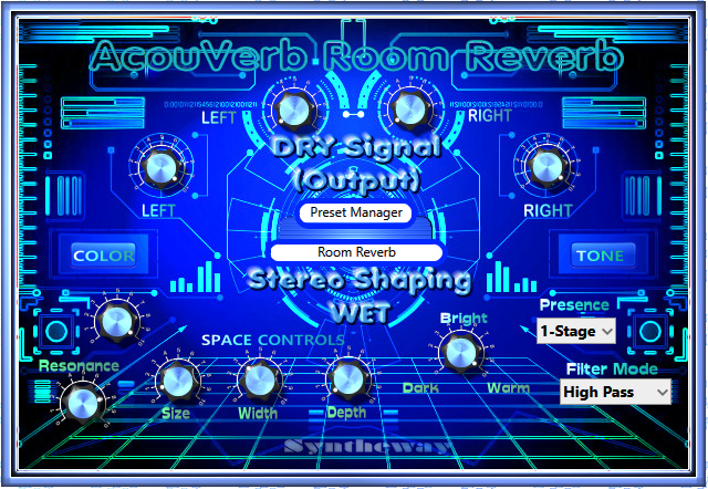 Click on to return to the main page of AcouVerb Room Reverb VST Software from the Graphical User Interface (Screenshot)