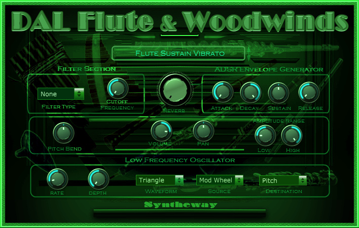 Click on to return to the main page of DAL Flute VSTi Software from Graphical User Interface (Screenshot)